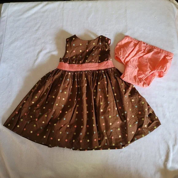 Polka Dot Gap Christmas Dresses GAP Dresses Baby Gap Brown Pink